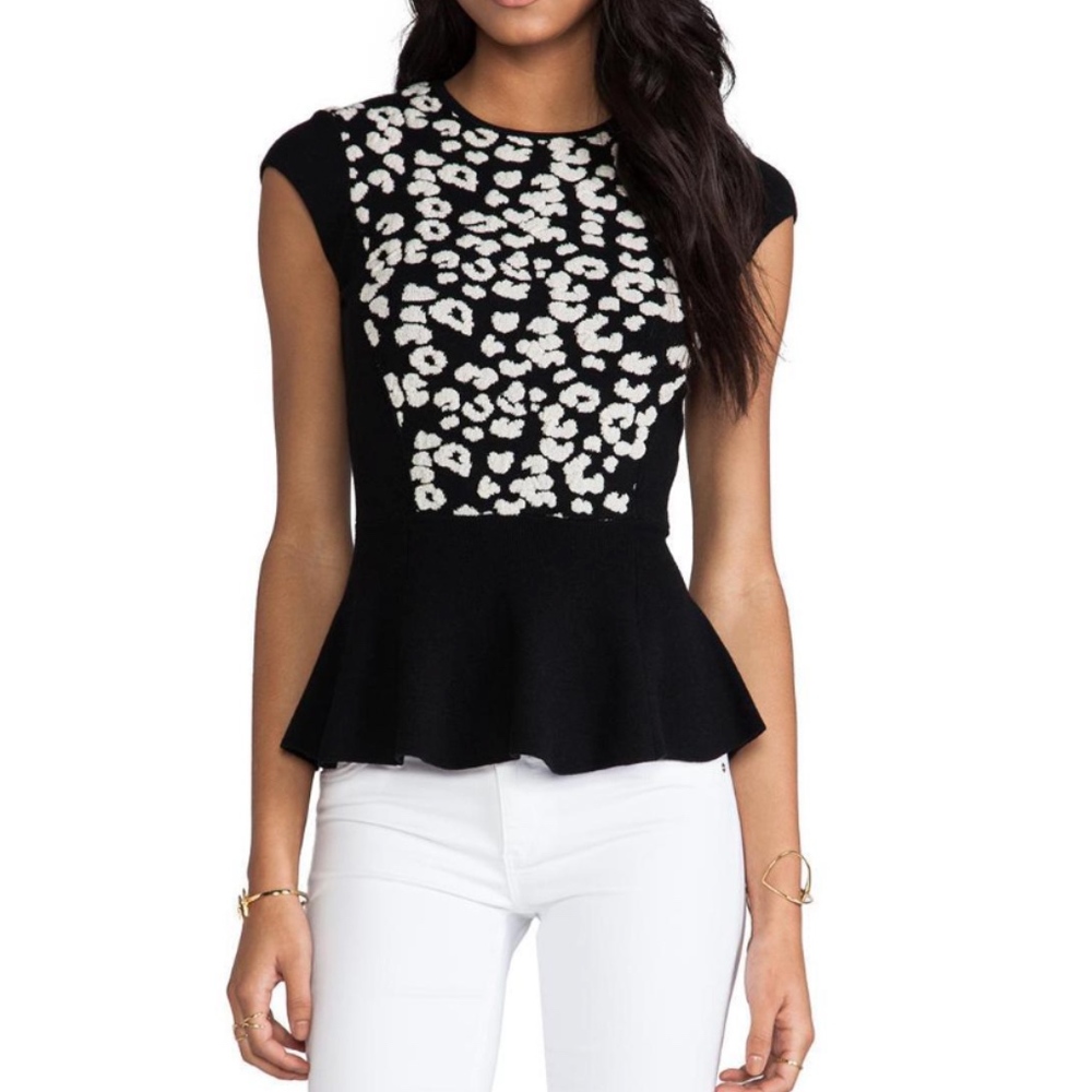 NWT Rebecca Taylor animal print sweater top xs
